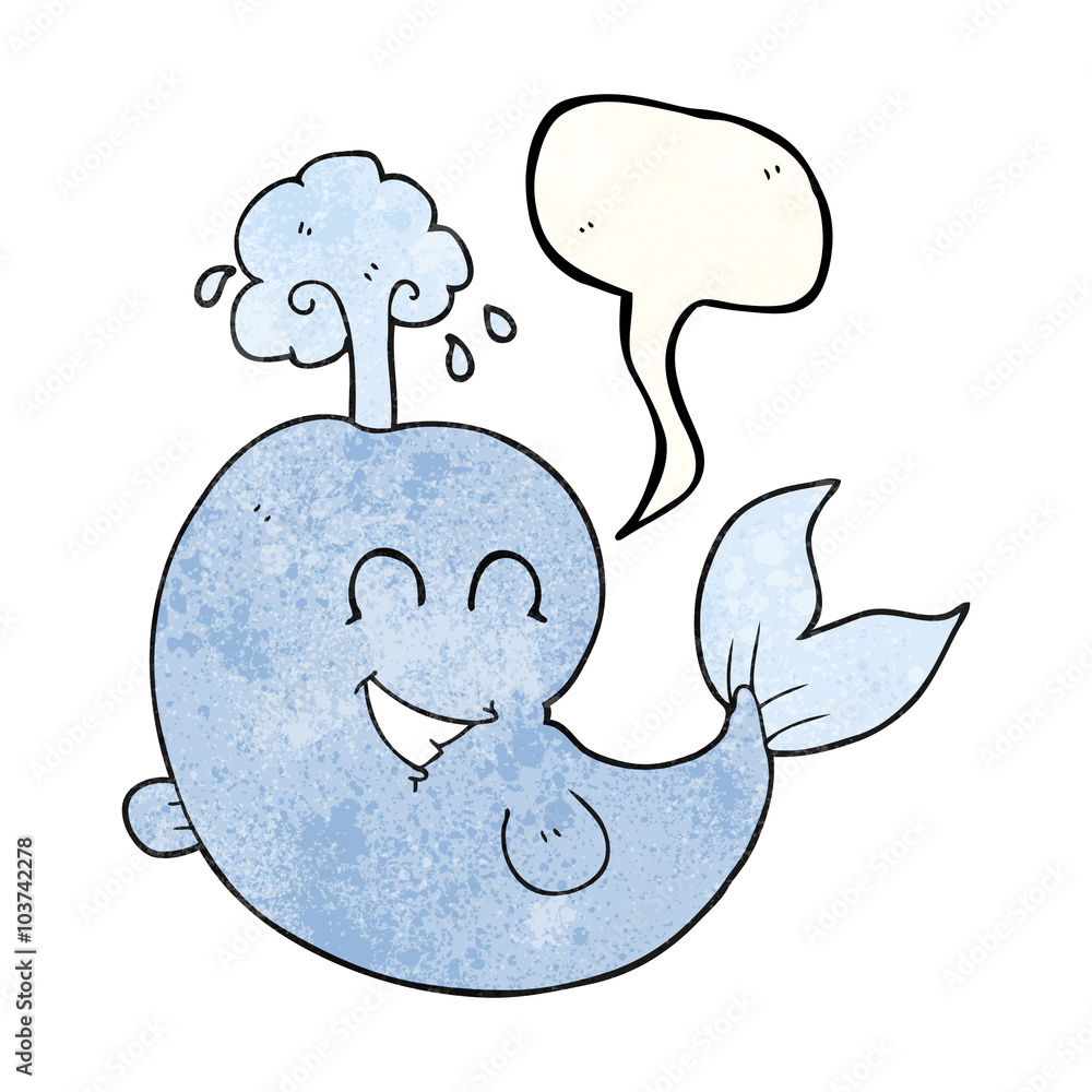 Obraz premium speech bubble textured cartoon whale spouting water