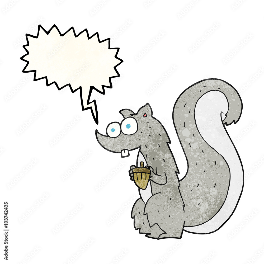 speech bubble textured cartoon squirrel with nut speech bubble textured cartoon squirrel with nut