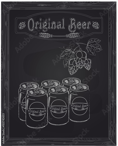 six cans of beer and hops