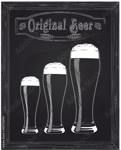 Three sizes of beer glasses