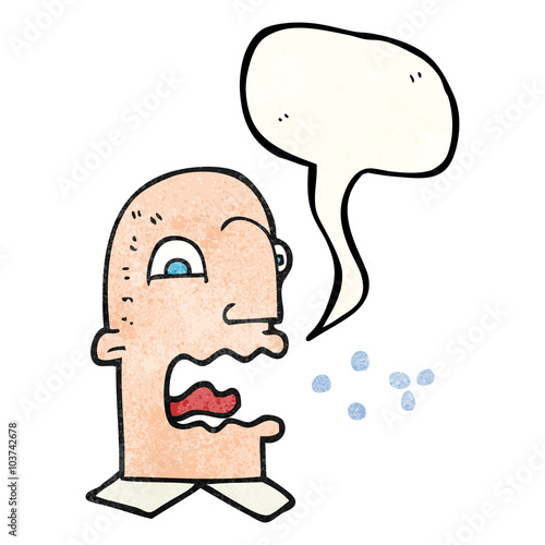 speech bubble textured cartoon burping man