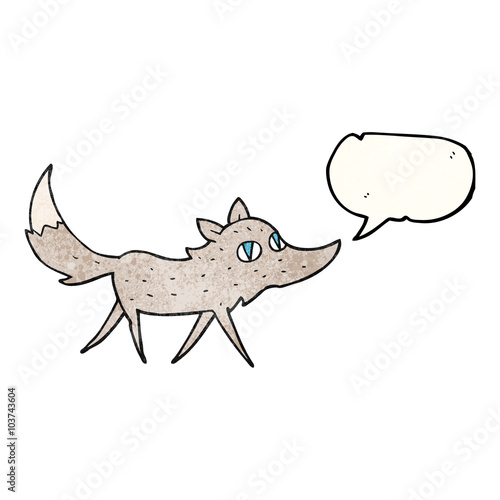 speech bubble textured cartoon little wolf