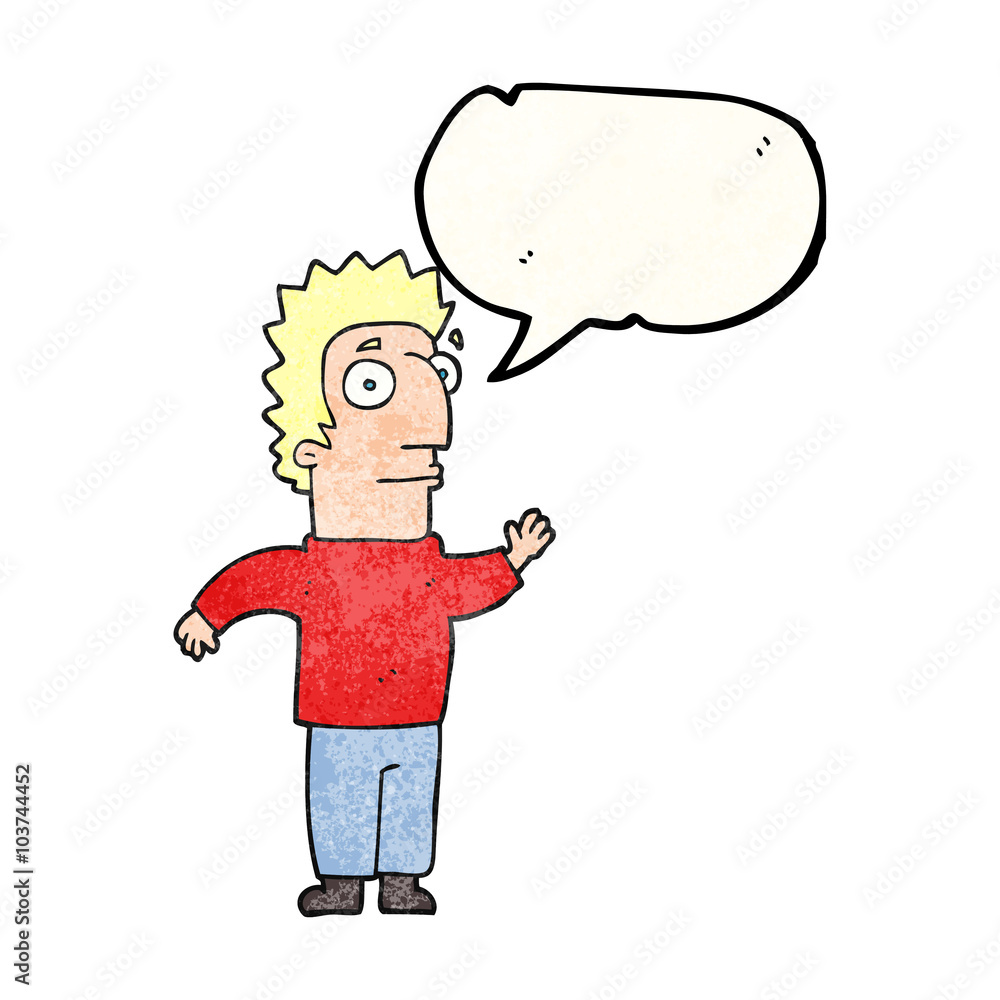 Fototapeta premium speech bubble textured cartoon man waving