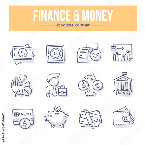 Finance & Money Doodle Icons