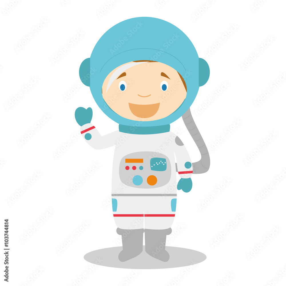 Cute cartoon vector illustration of an astronaut Cute cartoon vector illustration of an astronaut