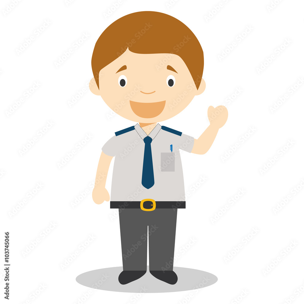 Cute cartoon vector illustration of a bus driver Cute cartoon vector illustration of a bus driver