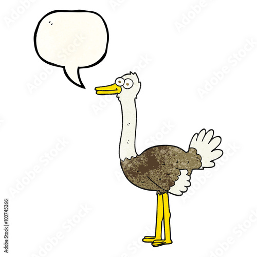 speech bubble textured cartoon ostrich