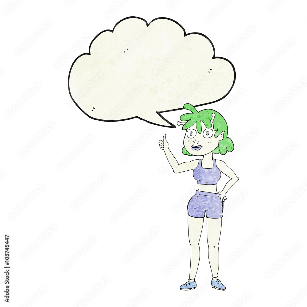 speech bubble textured cartoon alien gym girl speech bubble textured cartoon alien gym girl