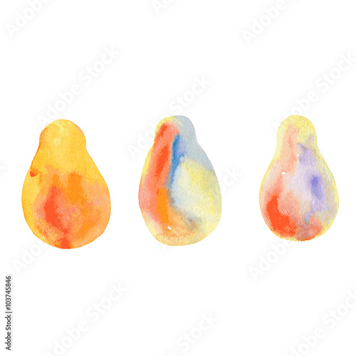 Abstract pear hand drawn watercolor illustration
