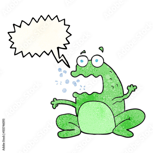 speech bubble textured cartoon burping frog