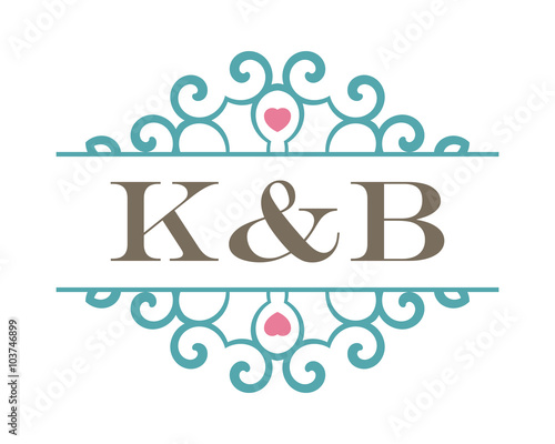 K&B initial ornament wedding logo