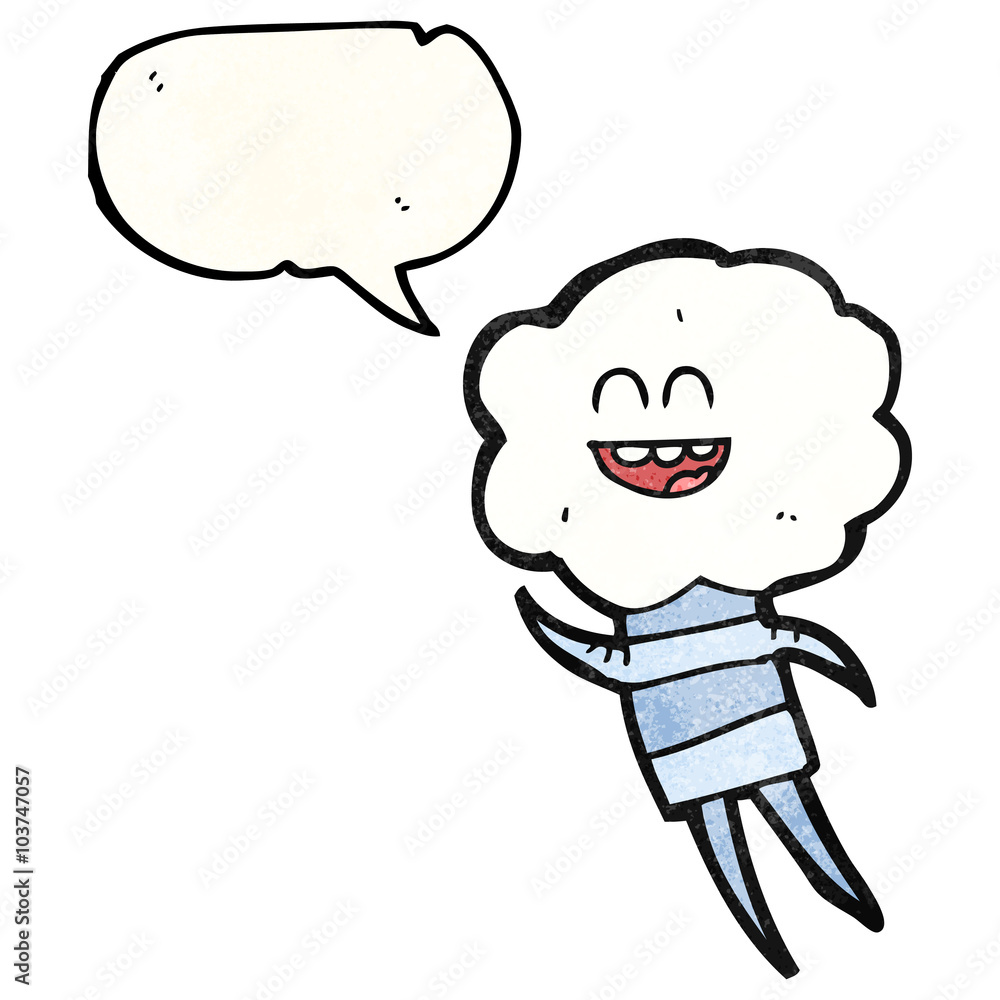 Obraz premium speech bubble textured cartoon cute cloud head creature