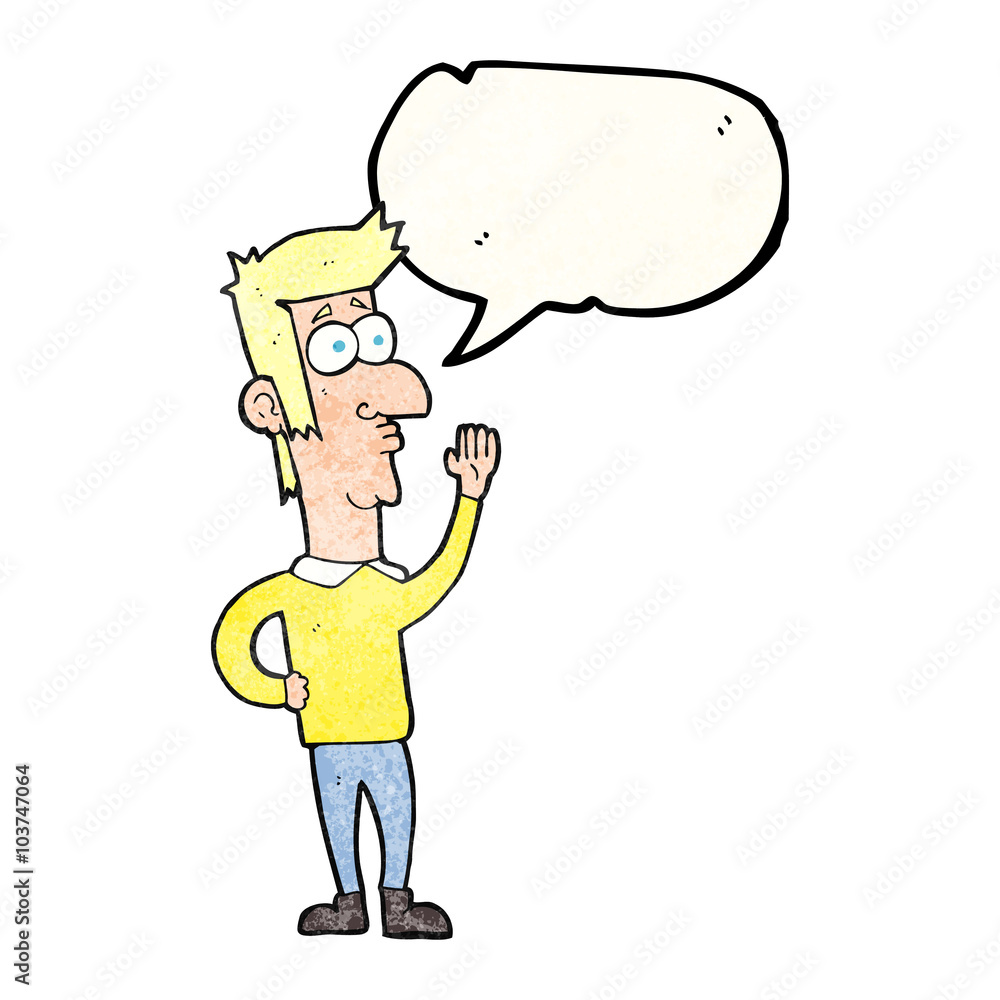 speech bubble textured cartoon man waving speech bubble textured cartoon man waving