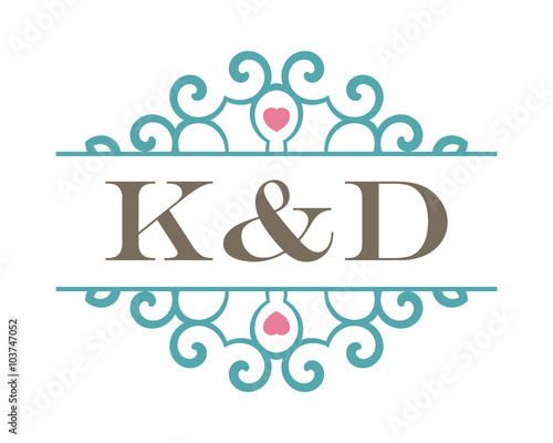 K&D initial ornament wedding logo