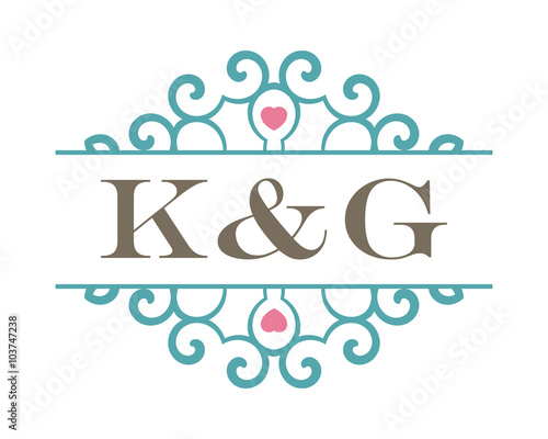 K&G initial ornament wedding logo