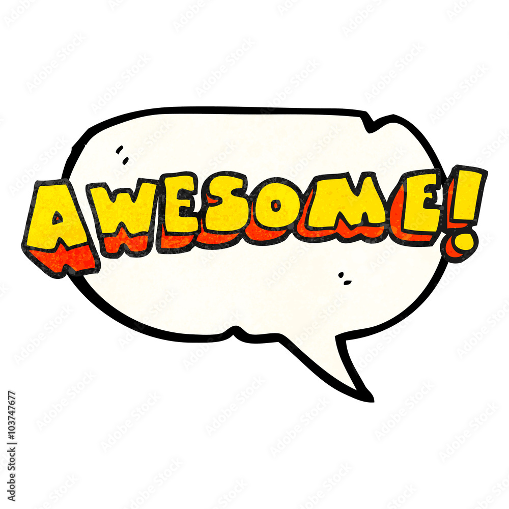Fototapeta premium speech bubble textured cartoon awesome word