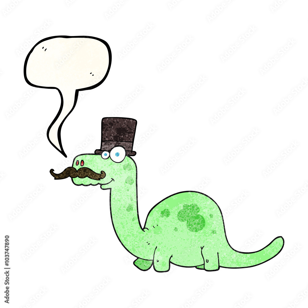 Naklejka premium speech bubble textured cartoon posh dinosaur