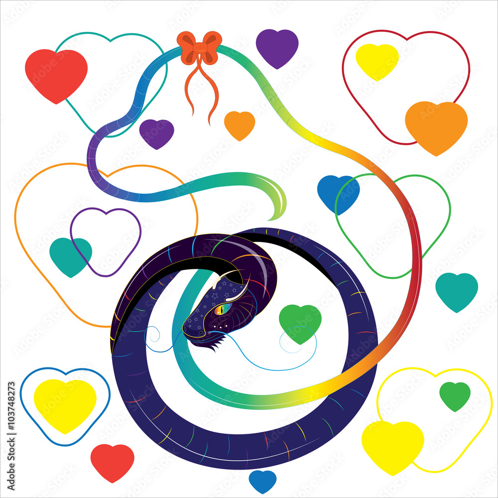 Dragon with multi-colored strips. Dragon with multi-colored strips.