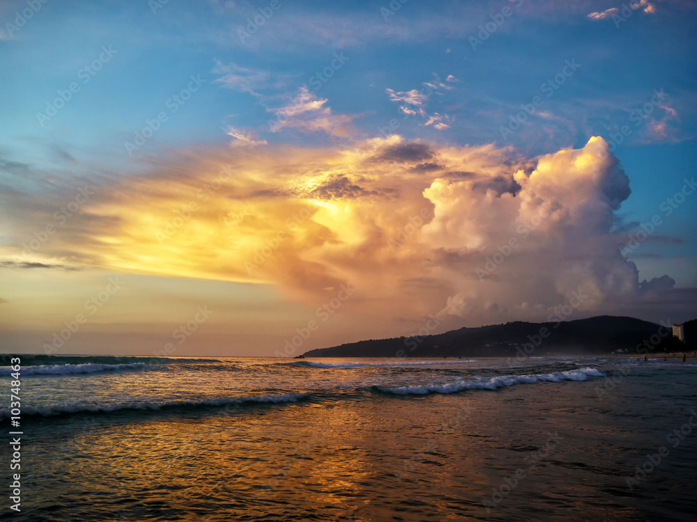 Golden cloud over the sea, Karon Beach