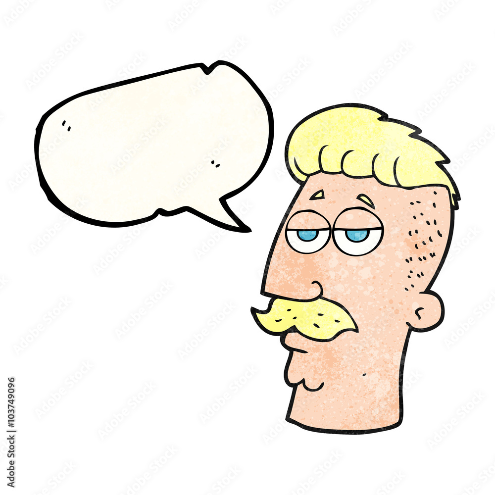 speech bubble textured cartoon man with hipster hair cut speech bubble textured cartoon man with hipster hair cut