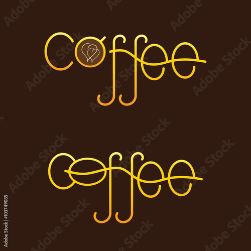 Set of golden colored lettering coffee