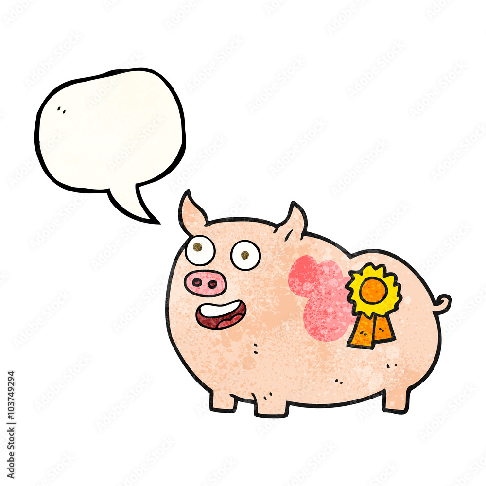speech bubble textured cartoon prize winning pig speech bubble textured cartoon prize winning pig