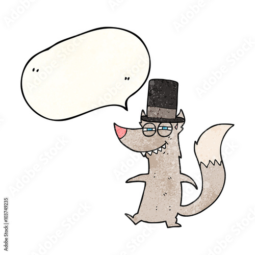 speech bubble textured cartoon little wealthy wolf