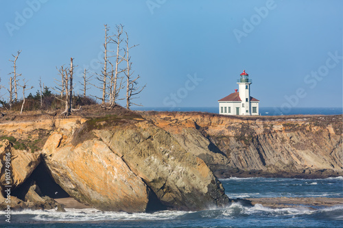 Cape Arago Lighthouse from South Sunset Beach Overlook, Oregon photo