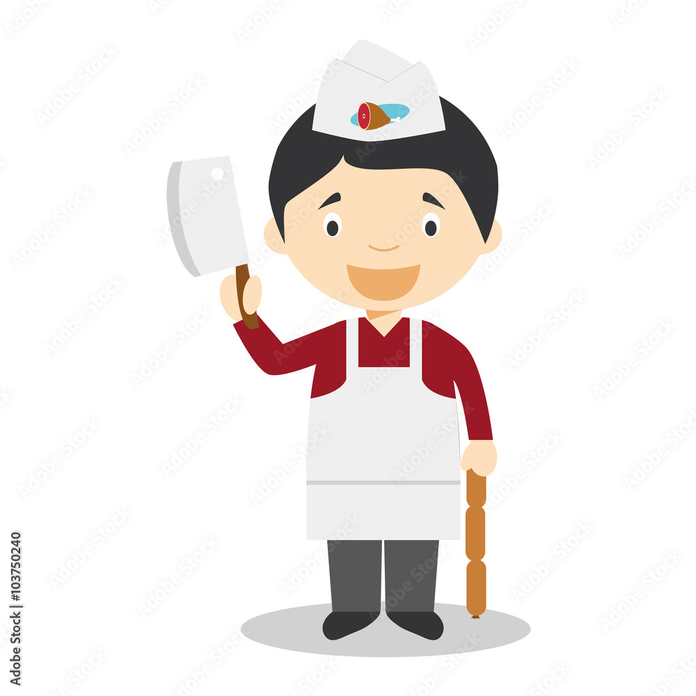Cute cartoon vector illustration of a butcher Cute cartoon vector illustration of a butcher