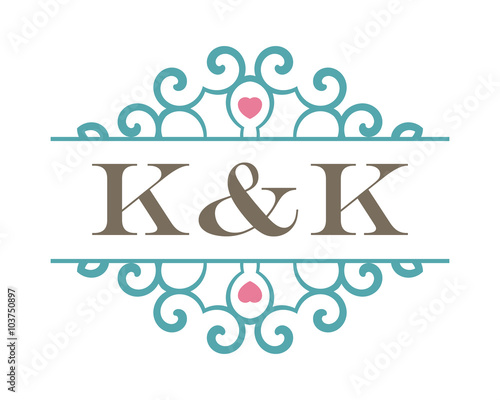 K&K initial ornament wedding logo