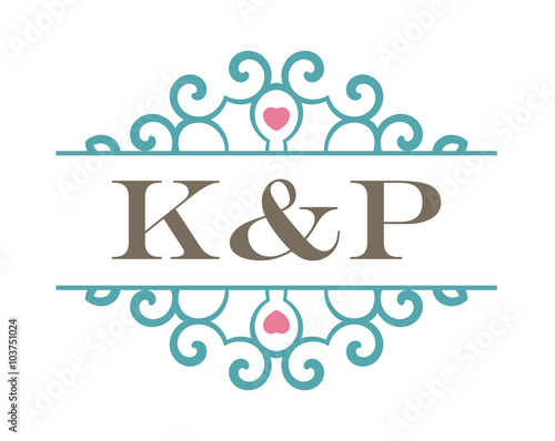 K&P initial ornament wedding logo