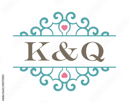 K&Q initial ornament wedding logo