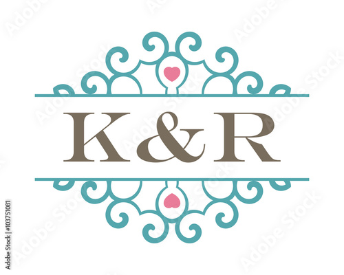 K&R initial ornament wedding logo