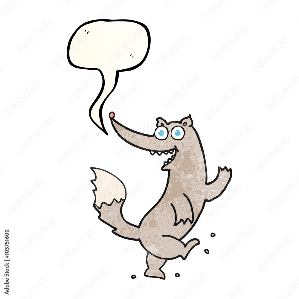speech bubble textured cartoon happy wolf dancing speech bubble textured cartoon happy wolf dancing