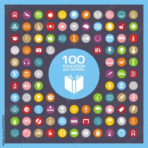 Conjunto de iconos de colegio y educación