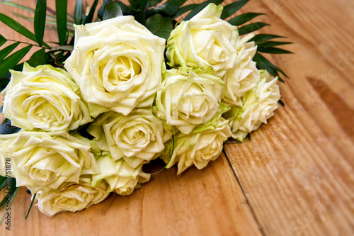 White roses bouquet.