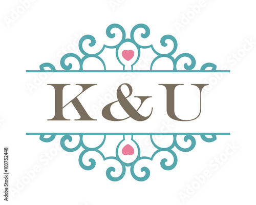 K&U initial ornament wedding logo