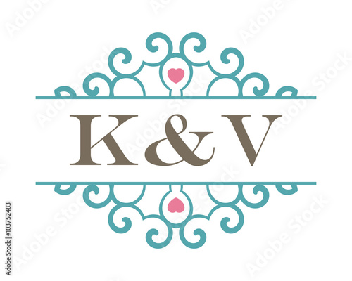 K&V initial ornament wedding logo