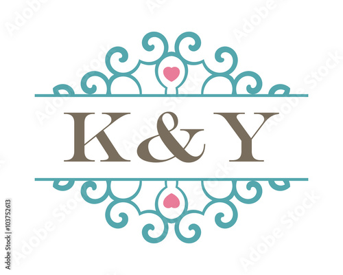 K&Y initial ornament wedding logo