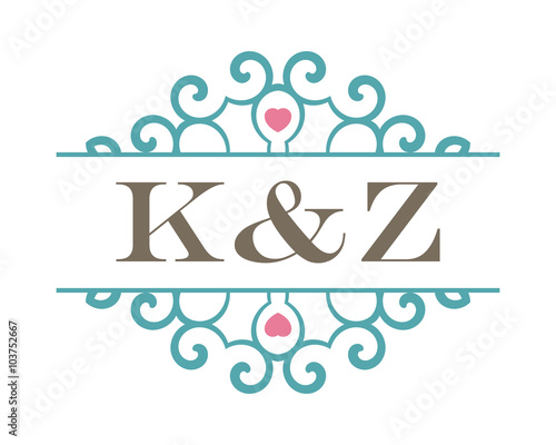 K&Z initial ornament wedding logo