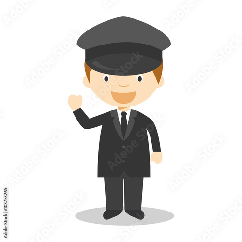 Cute cartoon vector illustration of a chauffeur
