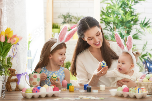 family preparing for Easter