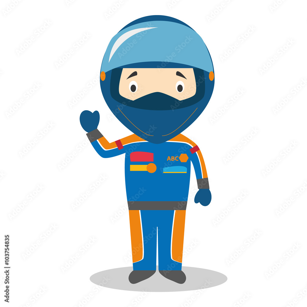 Cute cartoon vector illustration of a race pilot
