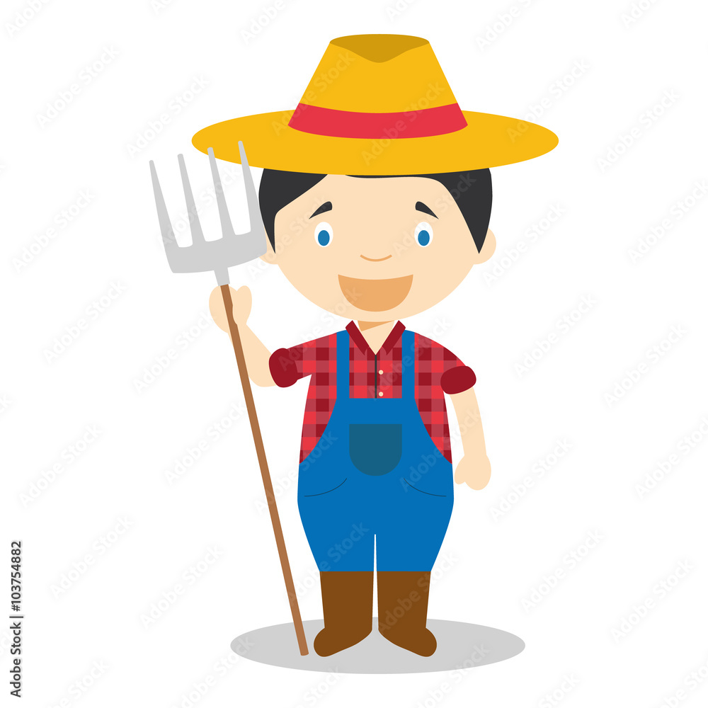 Cute cartoon vector illustration of a farmer Cute cartoon vector illustration of a farmer