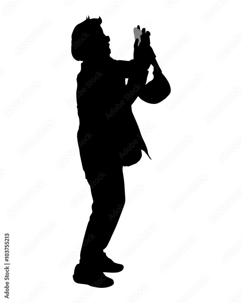Photographer silhouette on the white background