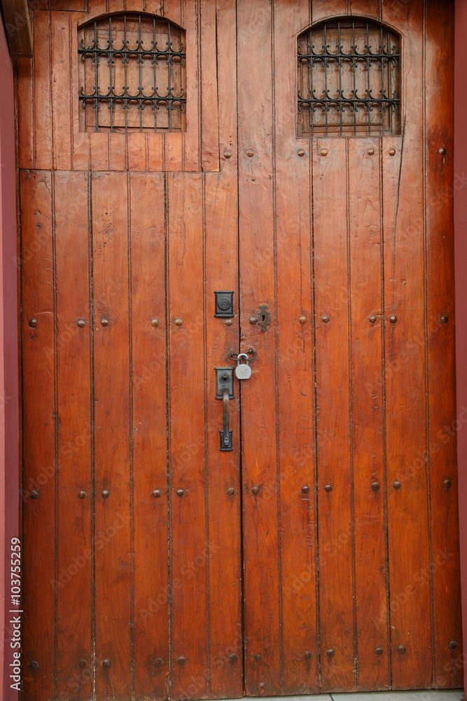 Fototapeta premium old door as background, vertical photo
