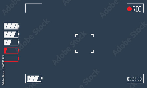 Focusing screen of the camera. Viewfinder camera recording. Vector graphic