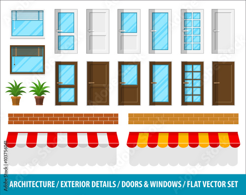 Architectural details for house exterior doors windows