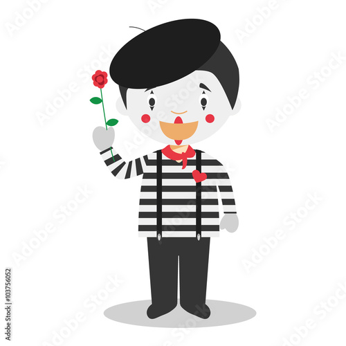 Cute cartoon vector illustration of a mime
