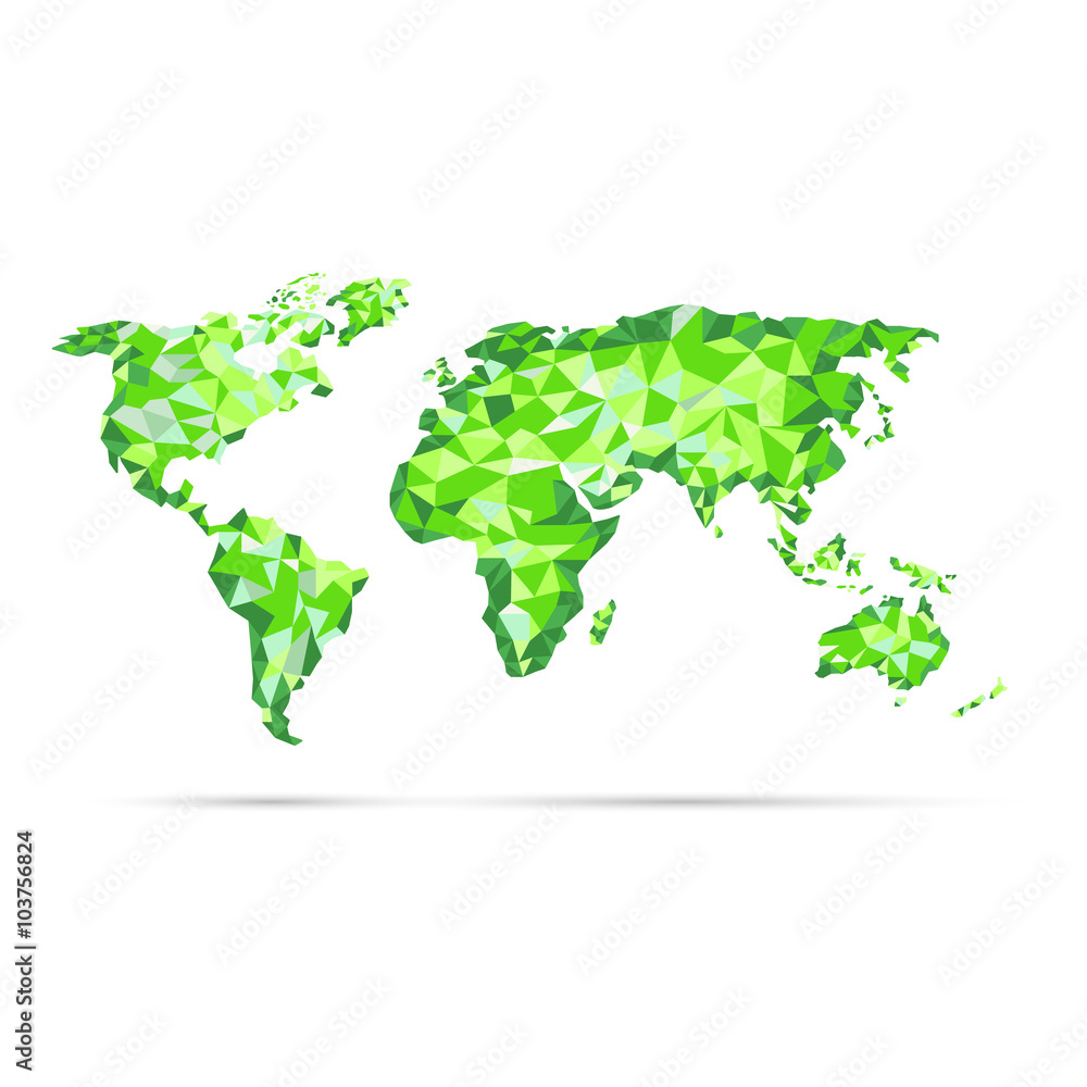 vectors World Map polygonal precision low-poly green